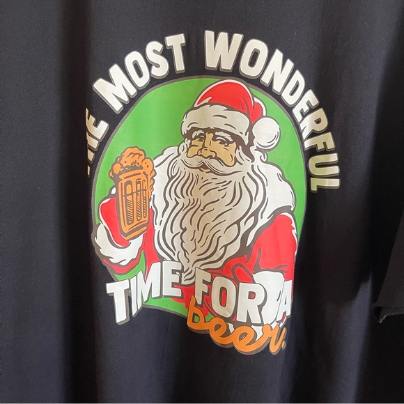 NWT “ The Most Wonderful Time For A Beer” Black Men”s 100% Cotton Christmas Tee - Picture 6 of 12